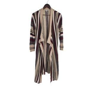 Outlander Long Length Striped Knit Cardigan Sweater Womens Size Medium M